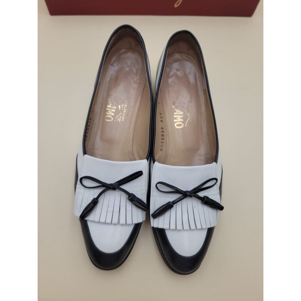 Vintage Salvatore Ferragamo 7 2A Black Leather Kiltie Tassel Loafer Flat Italy - Picture 7 of 12